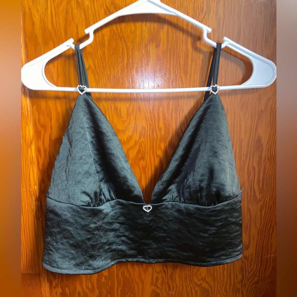Black satin bralette